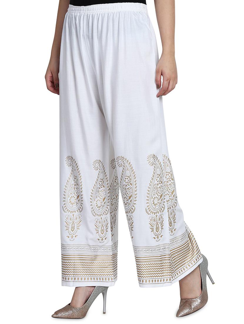 gold print straight palazzo - 17138730 - Standard Image - 1