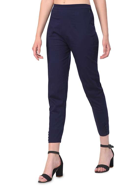 women solid high rise cigarette pants  - 17138890 -  Standard Image - 1