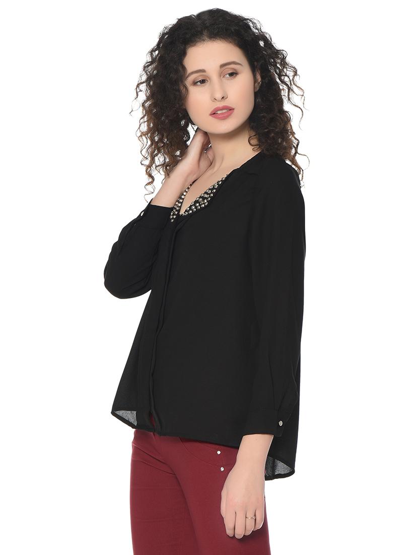 embellished collar solid shirt  - 17138901 -  Standard Image - 1
