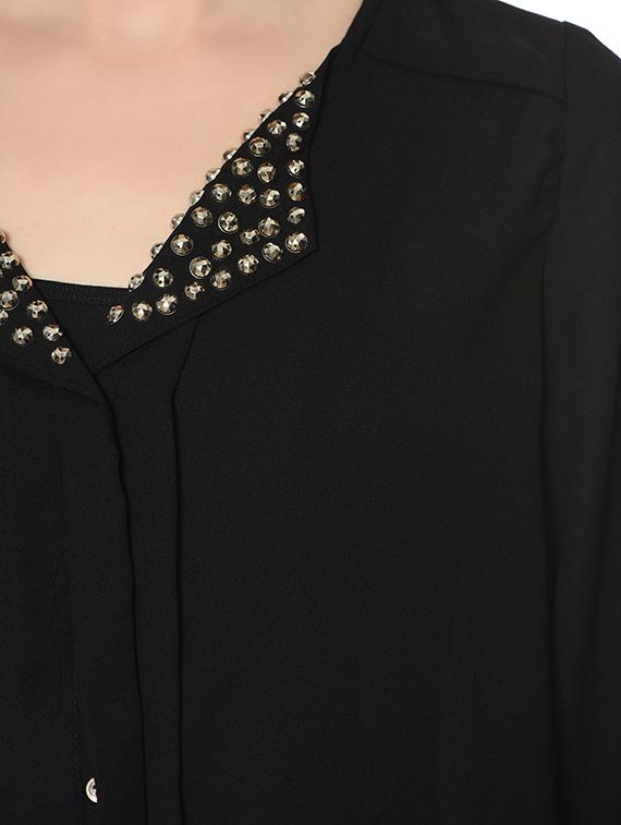 embellished collar solid shirt - 17138901 - Standard Image - 4