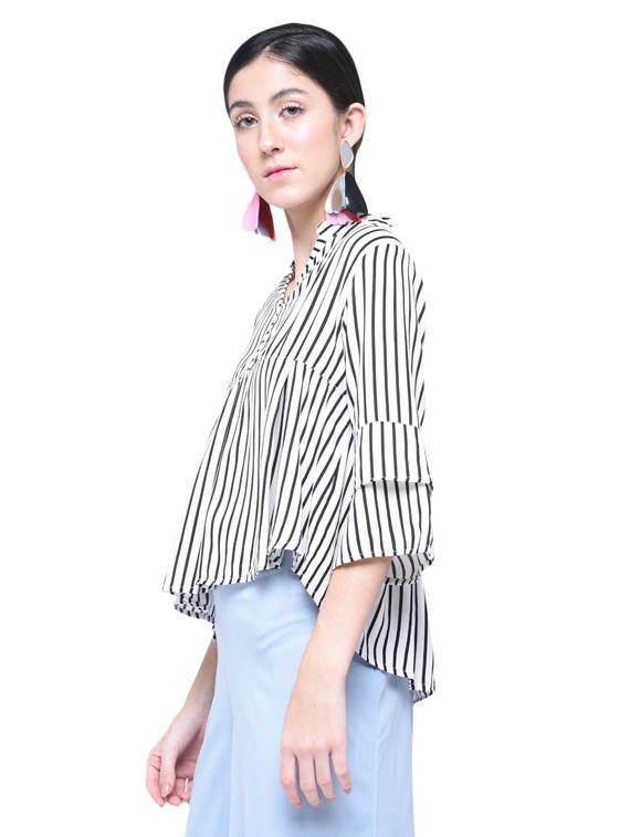 women's straight mandarin neck top - 17138905 - Standard Image - 1
