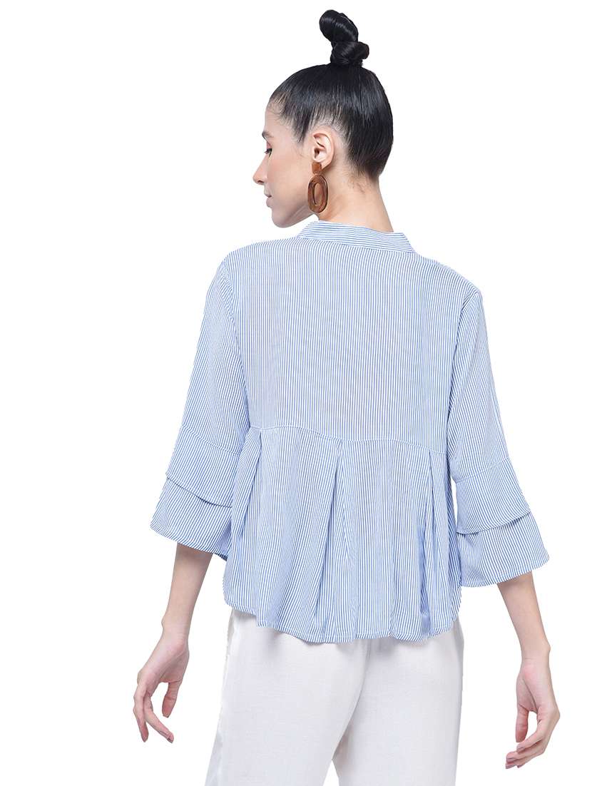 women's a line mandarin neck top - 17138906 -  Standard Image - 1