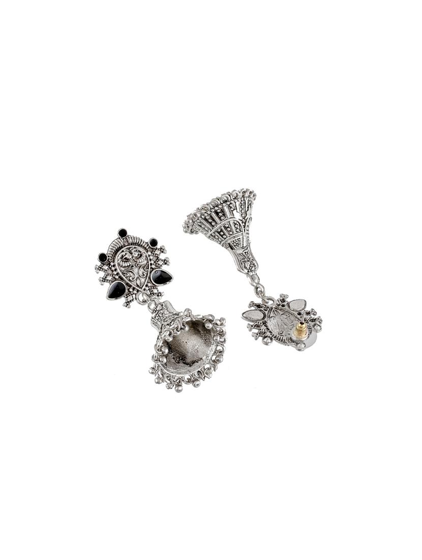 silver  tone silver plated jhumka earring - 17139723 -  Standard Image - 1
