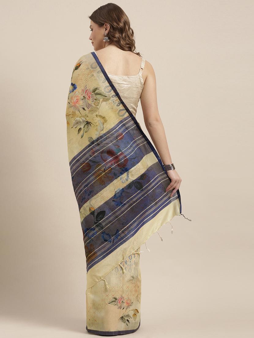 floral woven saree with blouse - 17140881 - Standard Image - 1
