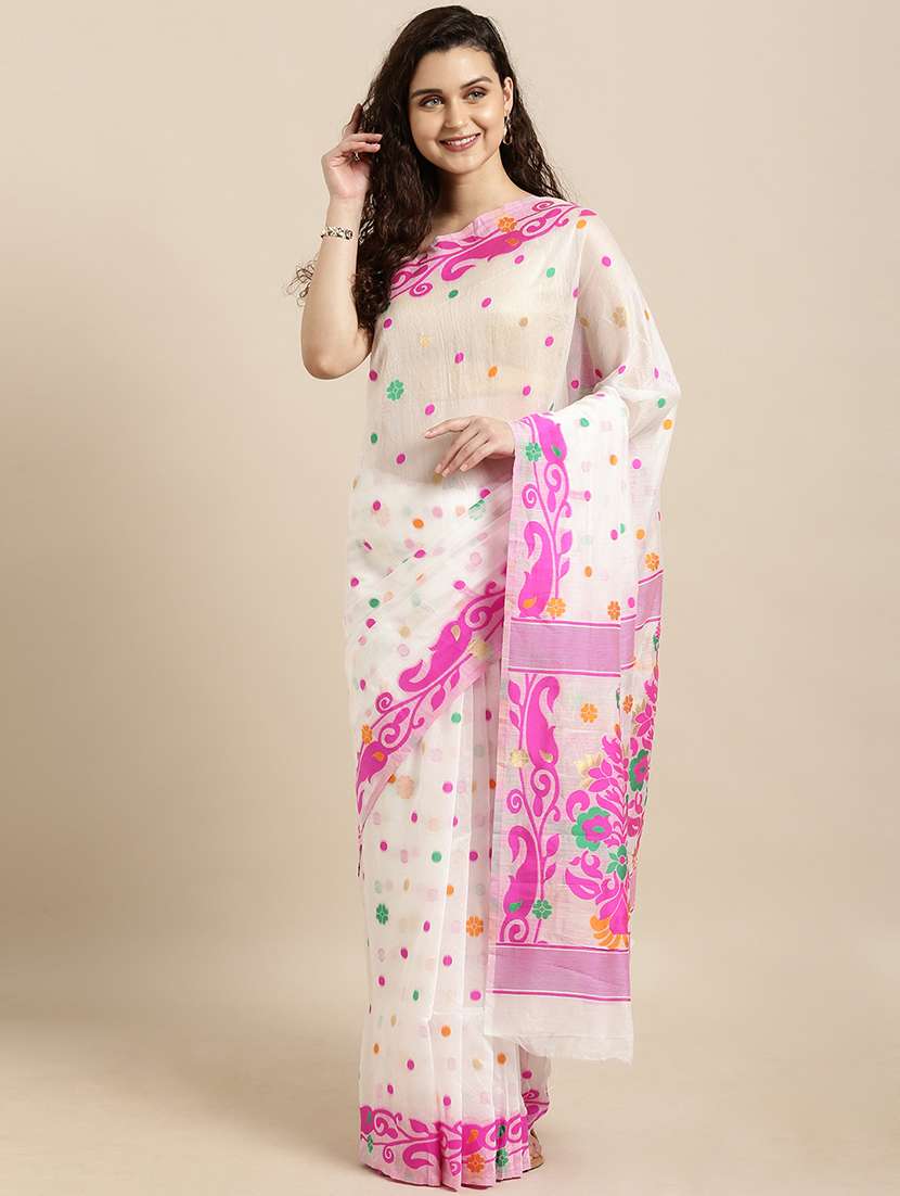 self design jamdani saree with blouse