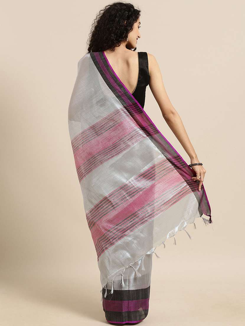 bordered woven saree with blouse - 17140966 -  Standard Image - 1