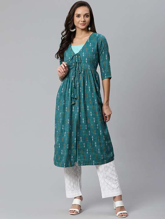 ikat flared kurta