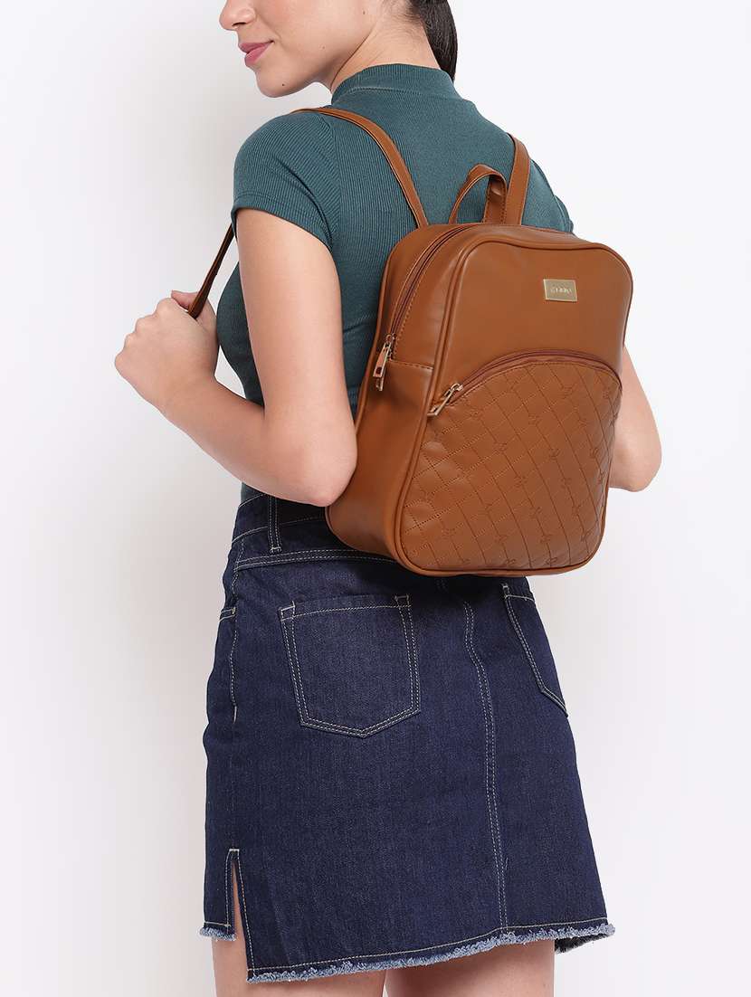 brown leatherette (pu) regular backpack - 17142792 -  Standard Image - 4