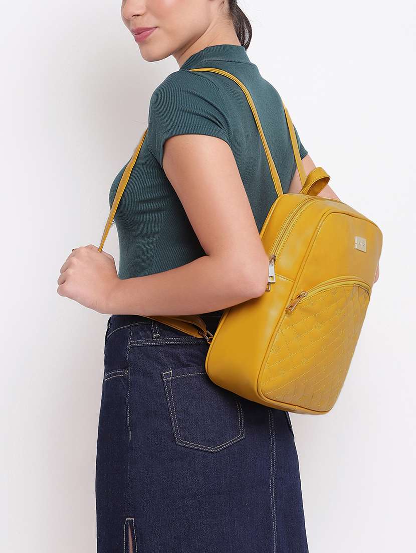 yellow leatherette (pu) regular backpack - 17142797 -  Standard Image - 4
