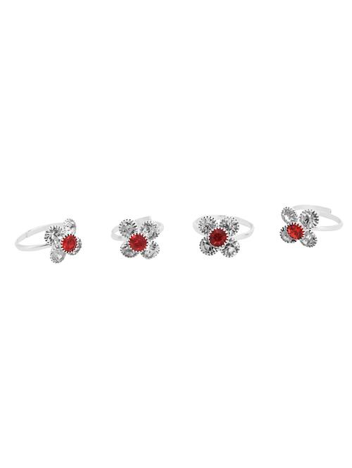 red silver metal combo toe ring - 17142804 - Standard Image - 0