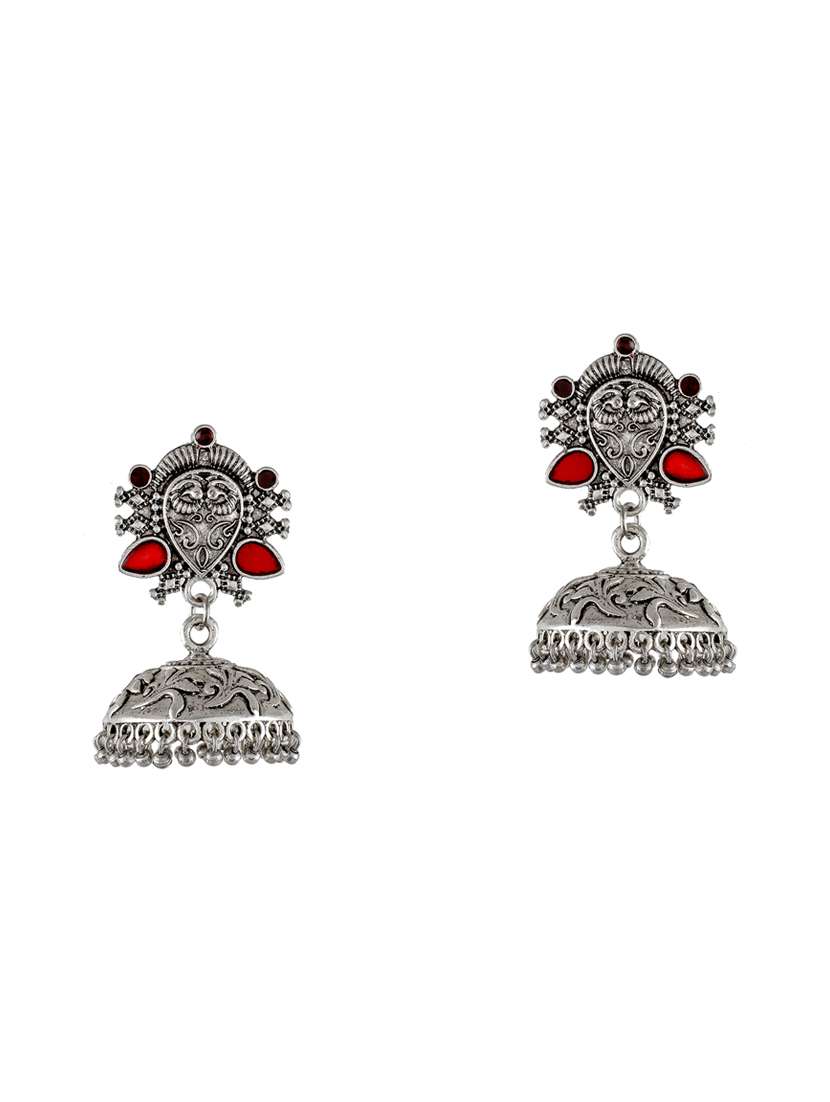 silver tone silver plated jhumka earring