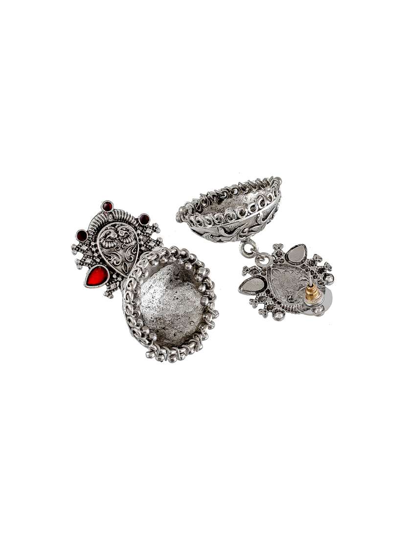 silver tone silver plated jhumka earring - 17143166 -  Standard Image - 1