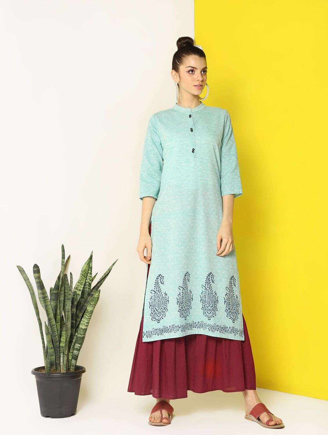 printed straight kurta