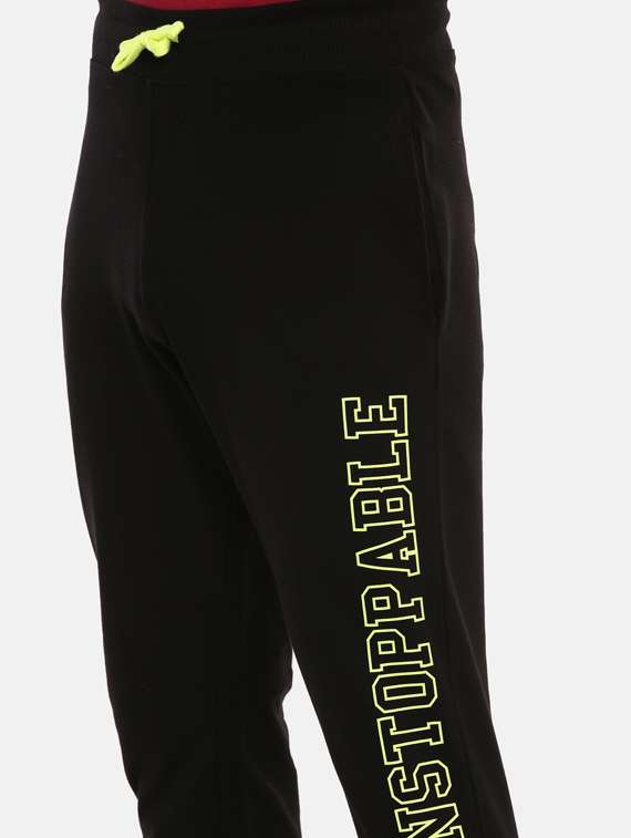 black printed full length track pants - 17143782 -  Standard Image - 4