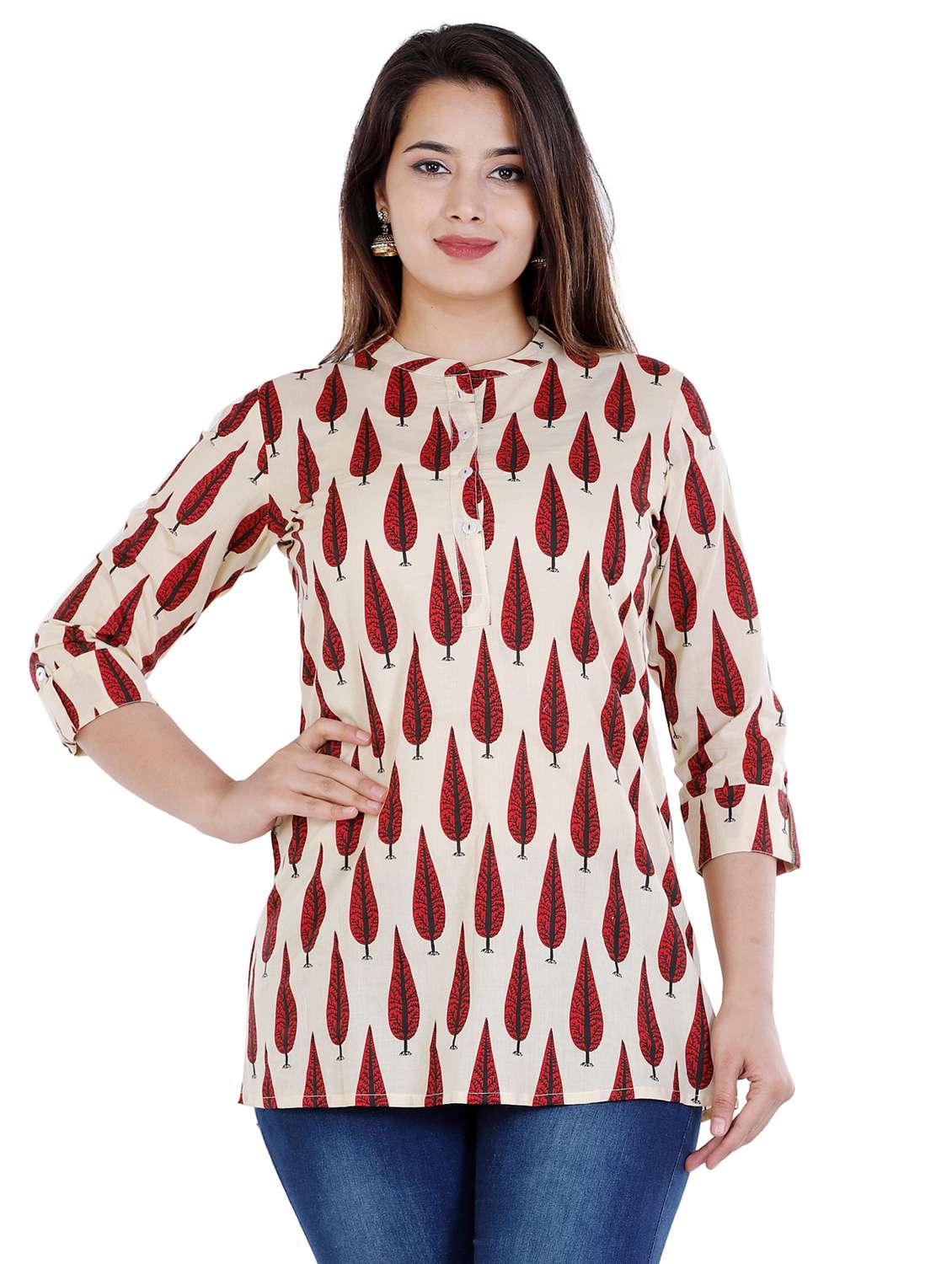 mandarin neck printed tunic 