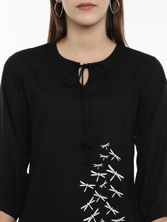 women's straight tie-up neck top - 17143983 - Standard Image - 4