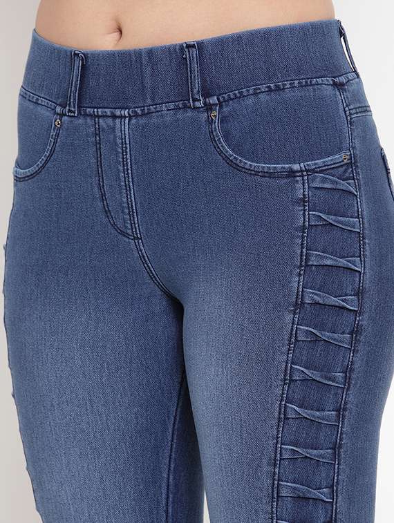 light blue denim jeggings - 17144201 - Standard Image - 4