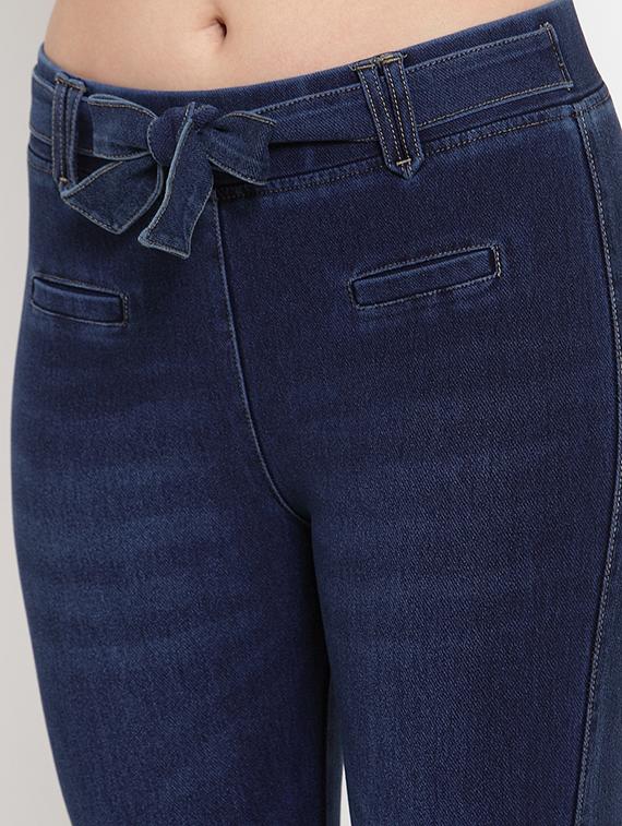 tie front stone washed jeans - 17144208 - Standard Image - 4