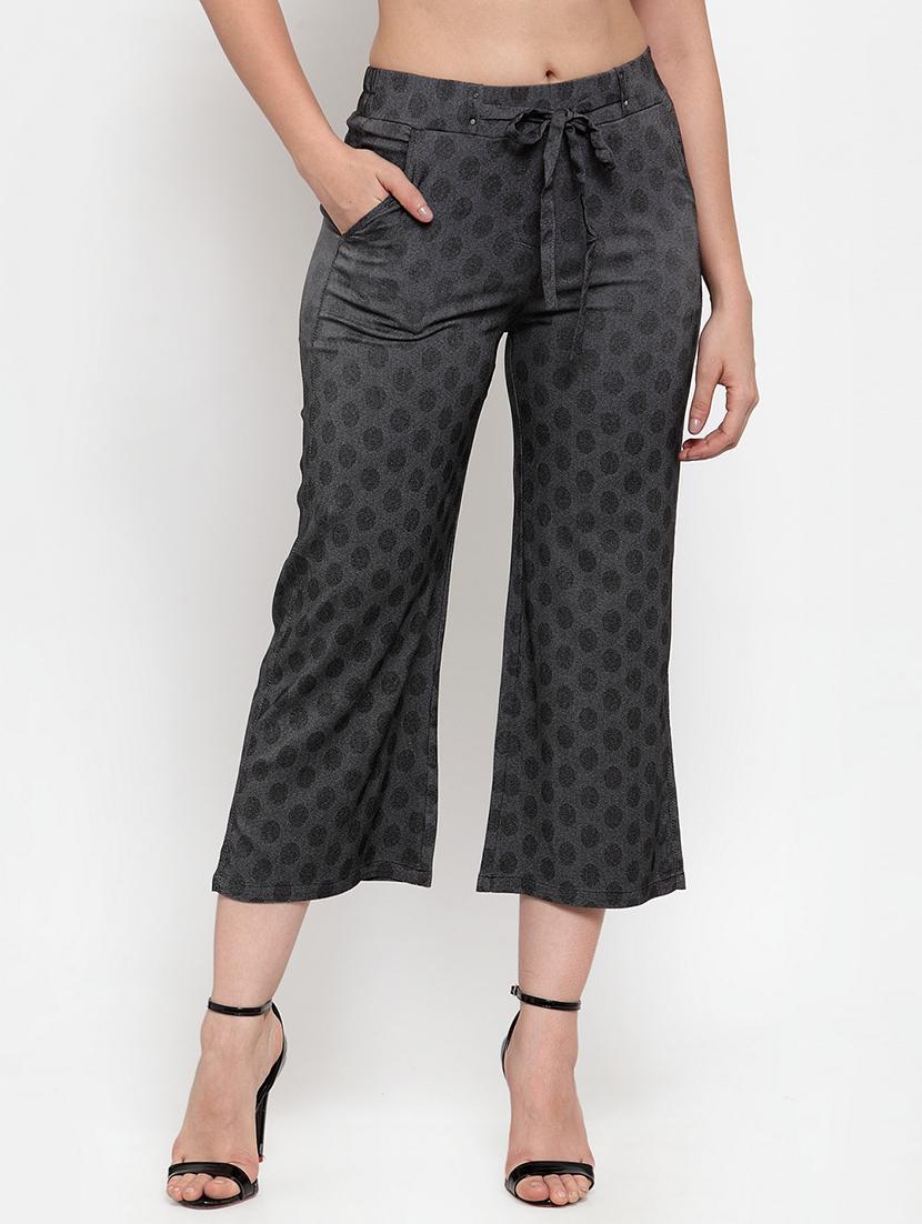 front tie printed crop pants - 17144226 -  Zoom Image - 0