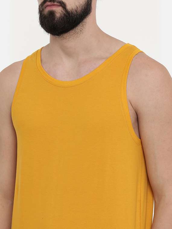 mustard solid vest - 17144901 - Standard Image - 4