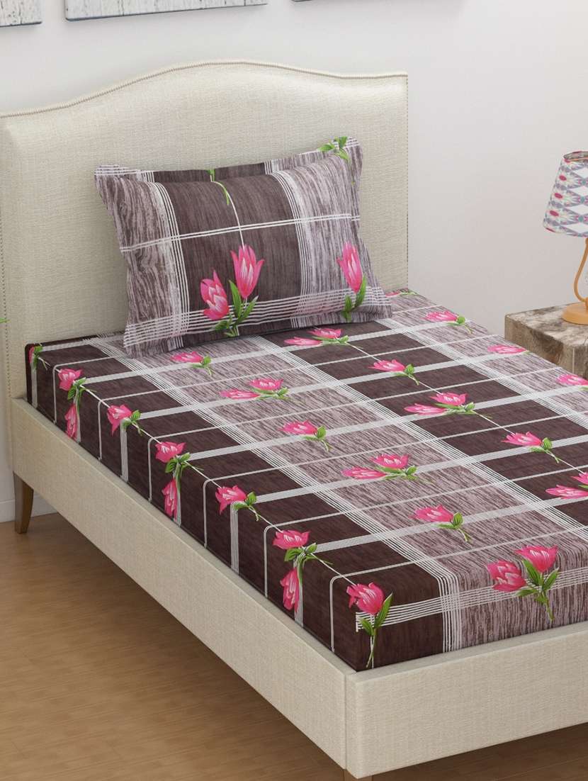  cotton single bedsheets with 1 pillow cover