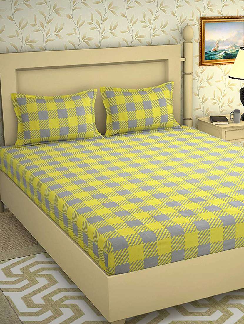 cotton double bedsheets with 2 pillow covers