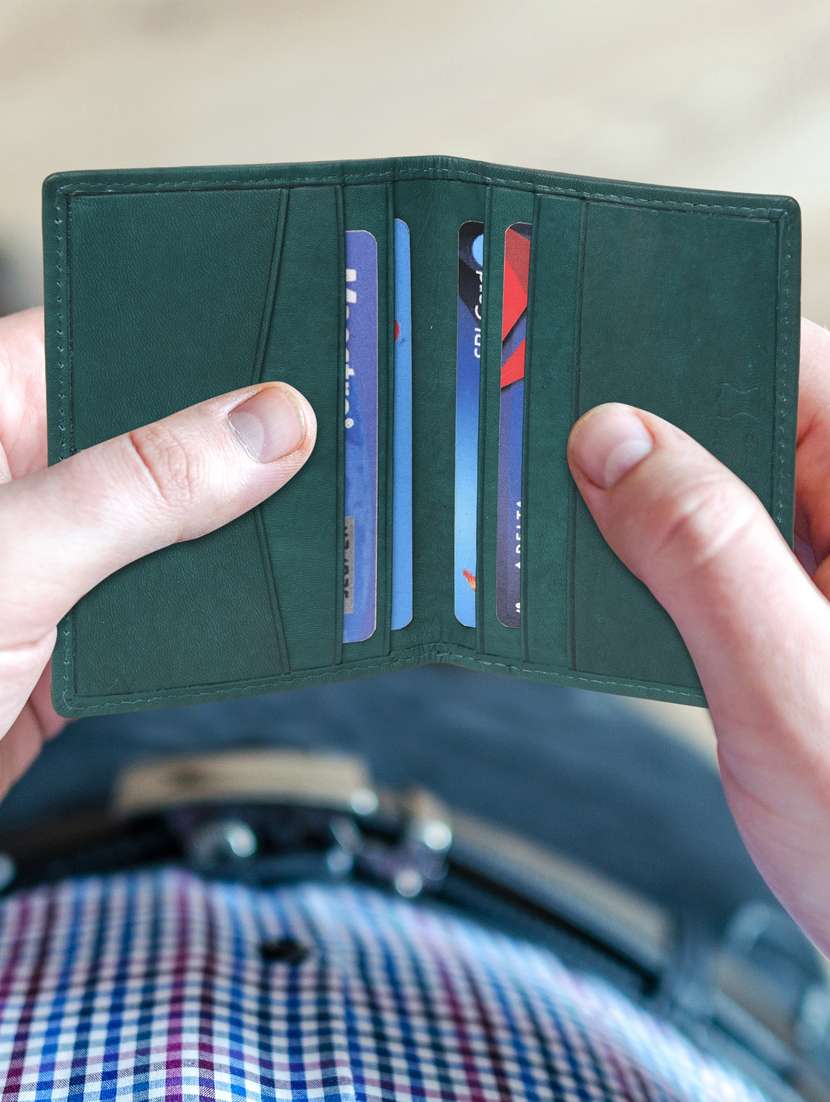 ocean green leather card holder - 17145082 - Standard Image - 1
