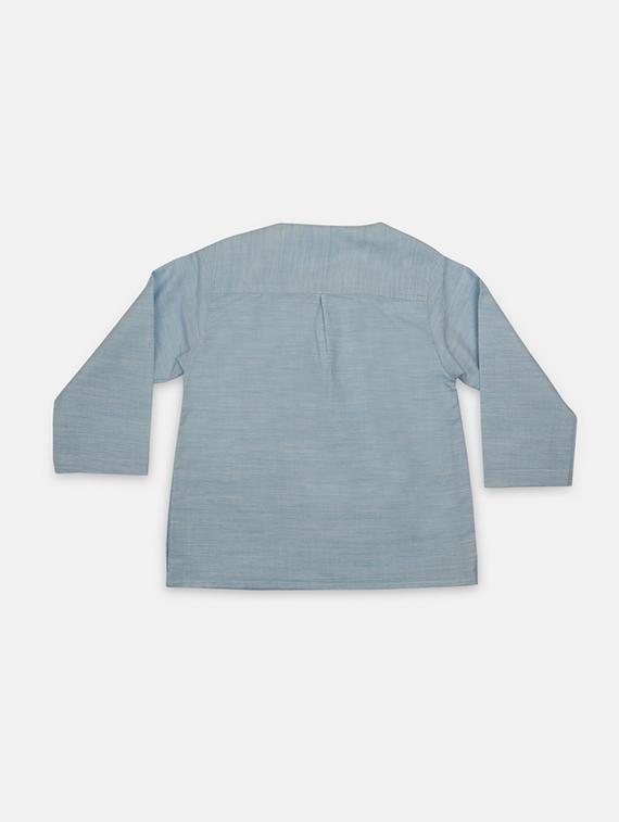 light blue khadi kurta kurtas & set - 17145439 - Standard Image - 1