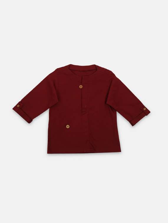 red cotton kurta kurtas & set - 17145498 -  Standard Image - 1