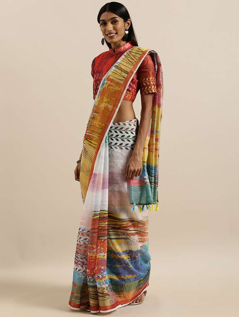 abstract printed saree with blouse