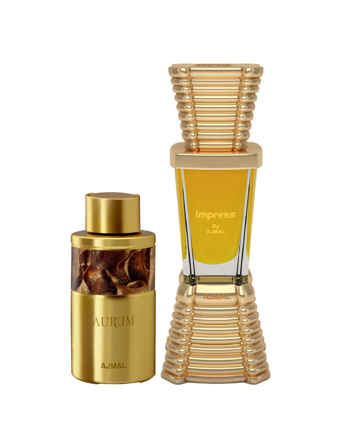 ajmal aurum cp alcohol-free attar 10ml for women and impress cp alcohol-free attar 10ml for men + 2 parfum testers free