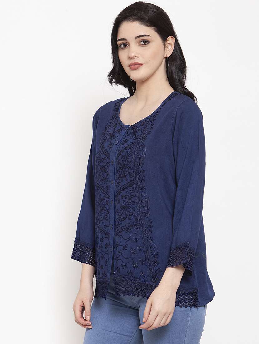 blue cotton regular top - 17147477 -  Standard Image - 1