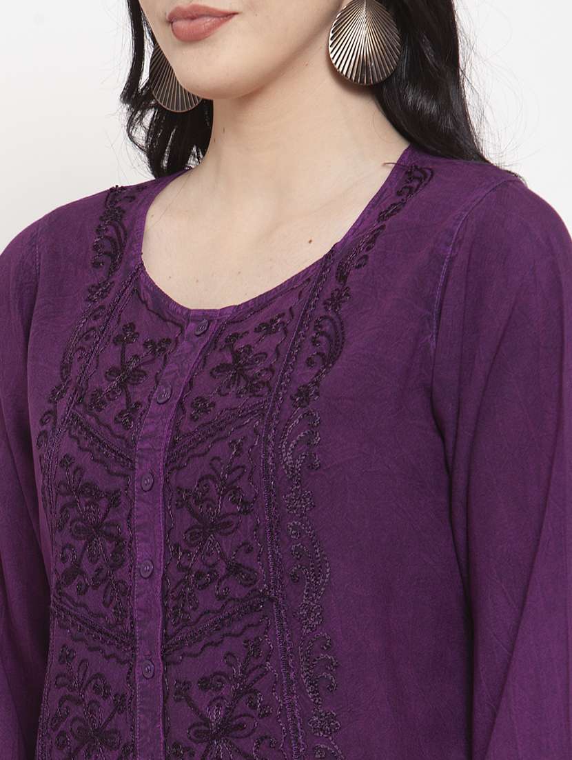 purple cotton regular top - 17147478 -  Standard Image - 4
