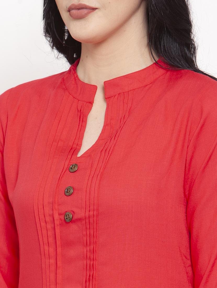 red rayon regular top - 17147488 - Standard Image - 4