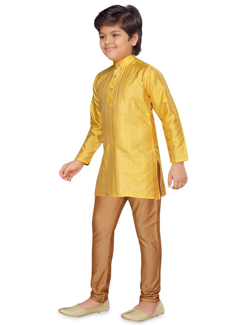 yellow silk blend kurta sets kurtas & set - 17148625 - Standard Image - 1