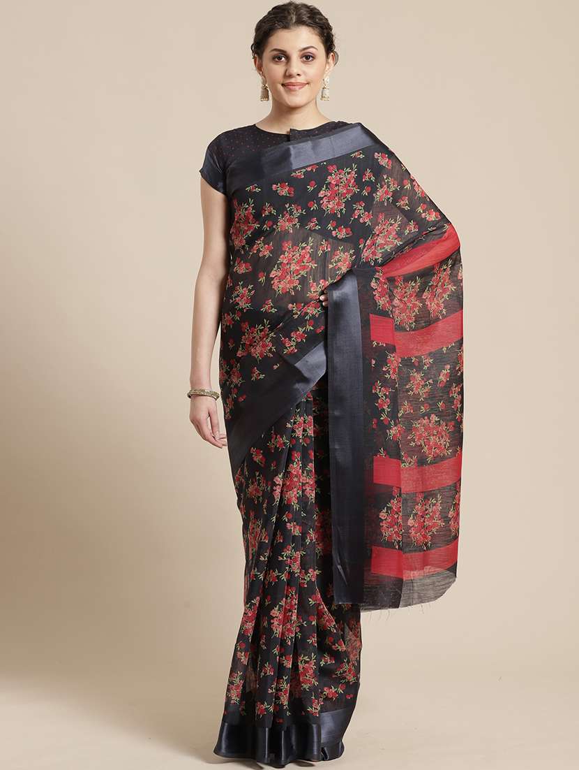 floral printed saree with blouse