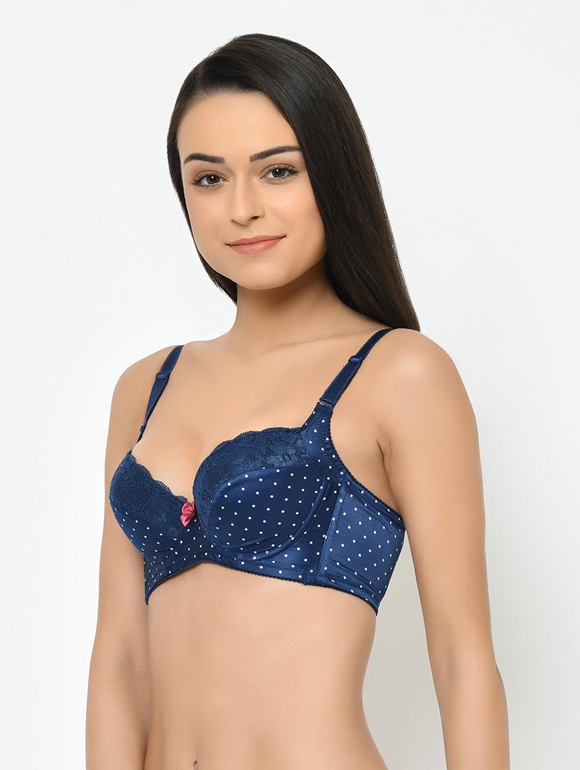 blue cotton blend plunge bra - 17148818 - Standard Image - 1