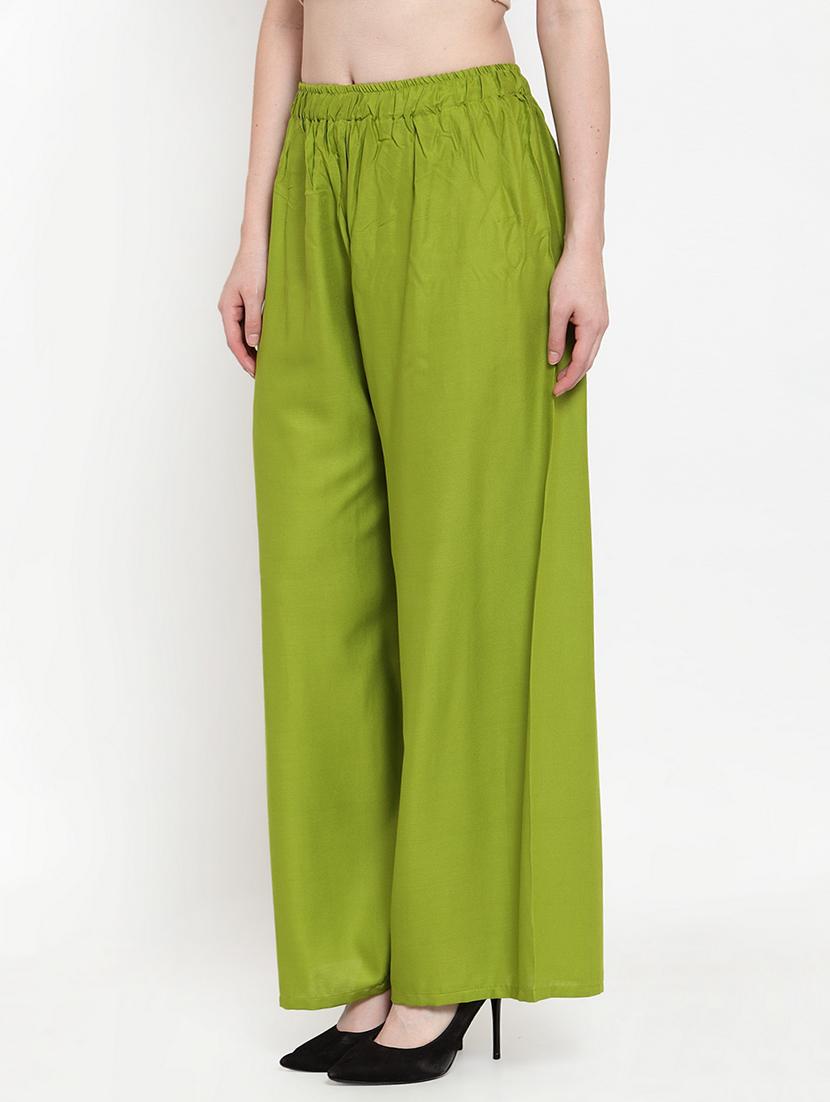 solid rayon flared palazzo - 17149895 -  Standard Image - 1