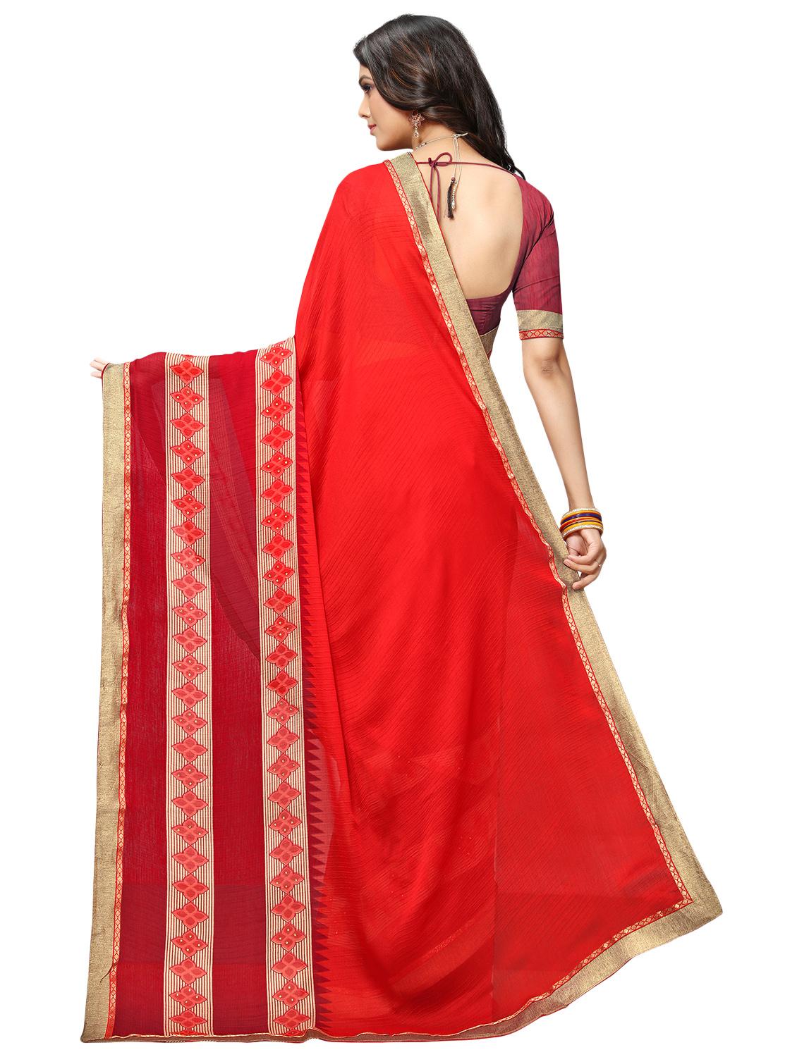 printed bordered saree with blouse - 17151784 - Standard Image - 1