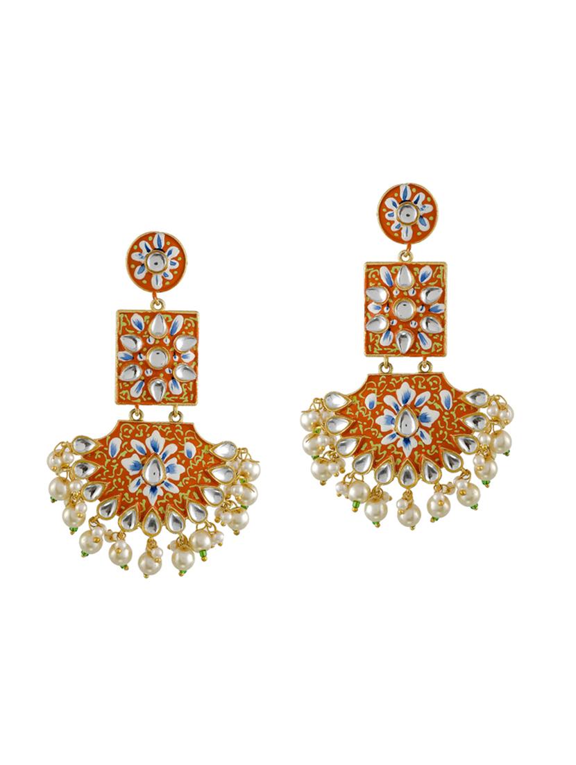 orange gold plated chandellier earring - 17152534 -  Zoom Image - 0