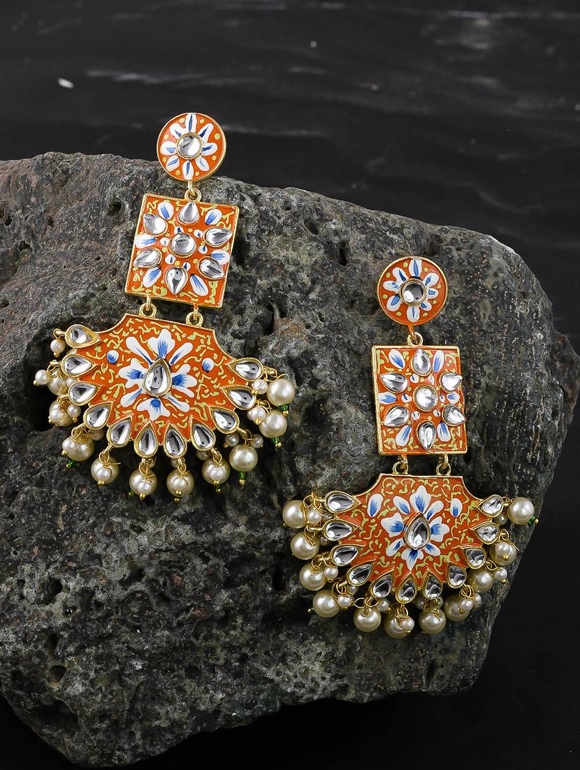 orange gold plated chandellier earring - 17152534 - Standard Image - 1