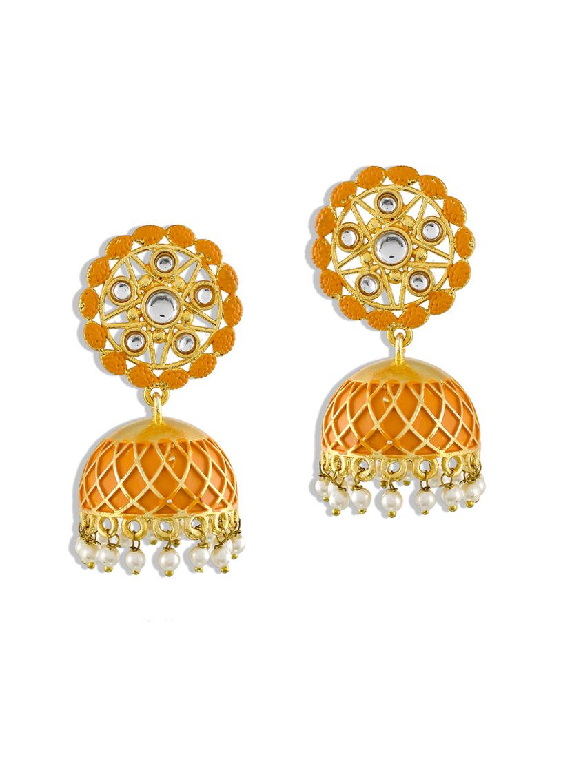 gold tone gold plated jhumka earring - 17152556 - Zoom Image - 0
