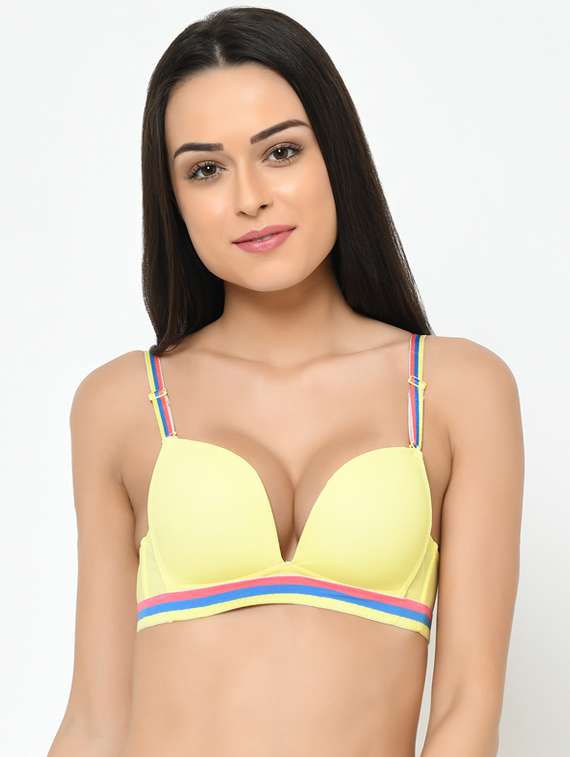 yellow nylon plunge bra