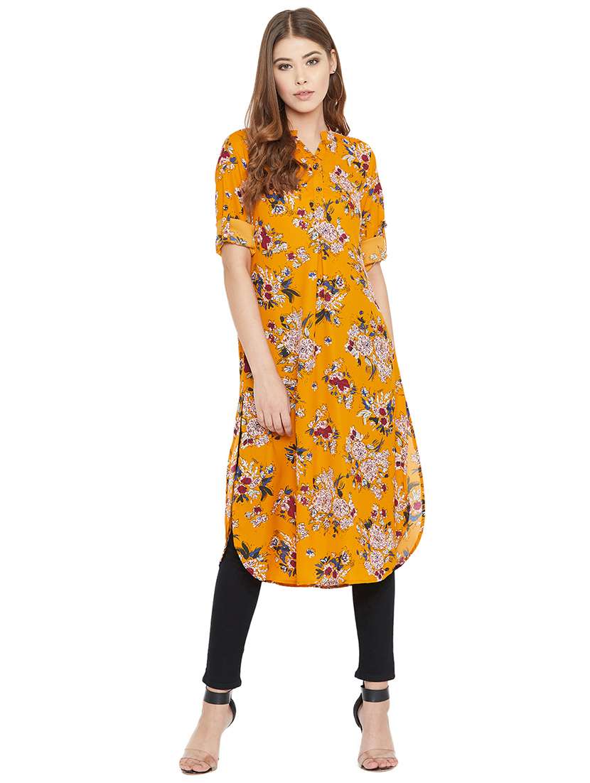 yellow polyester regular tunic