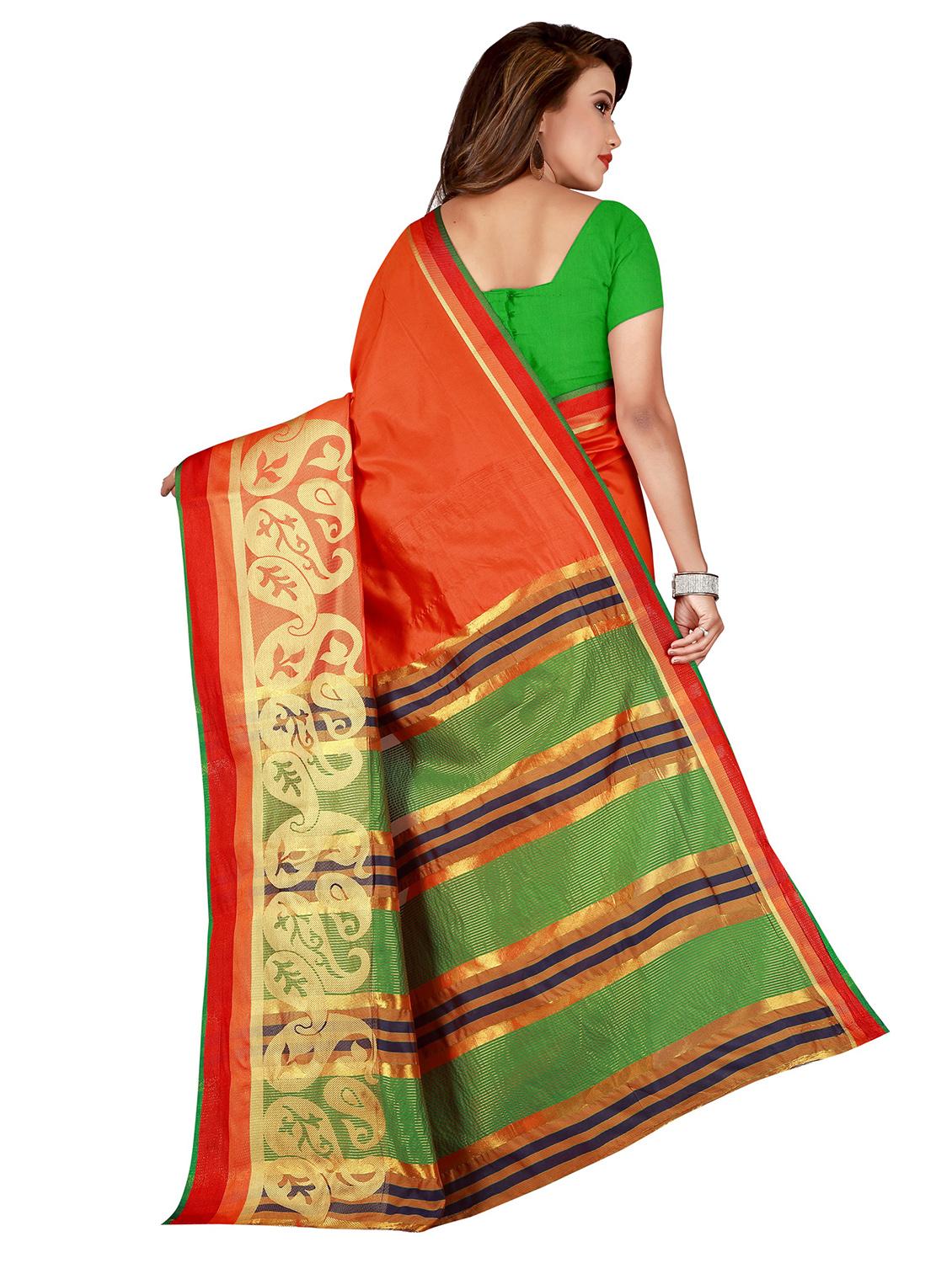 solid woven saree with blouse - 17152720 - Standard Image - 1