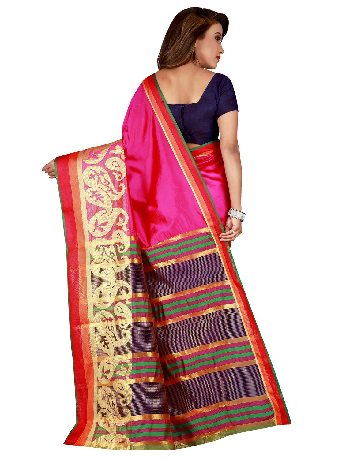 solid woven saree with blouse - 17152722 - Standard Image - 1