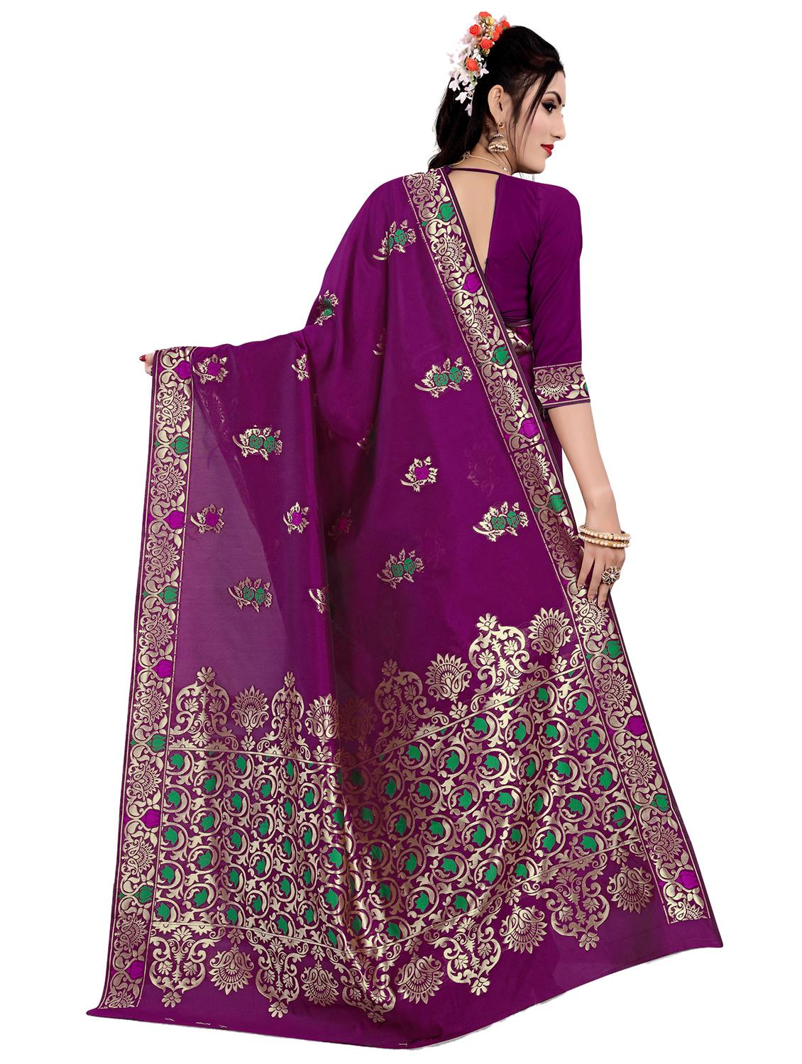 floral woven saree with blouse - 17152734 -  Standard Image - 1
