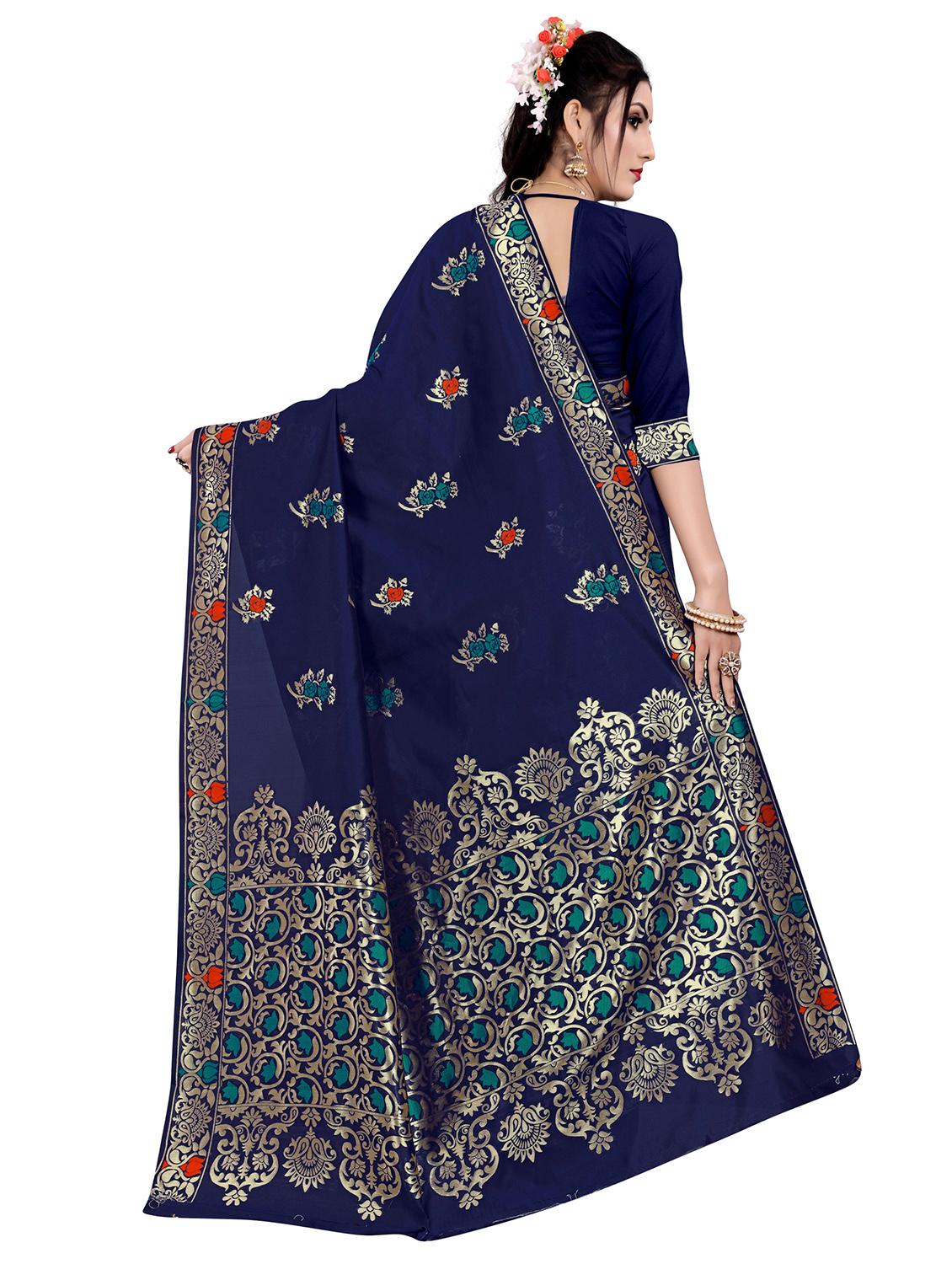 floral woven saree with blouse - 17152736 - Standard Image - 1