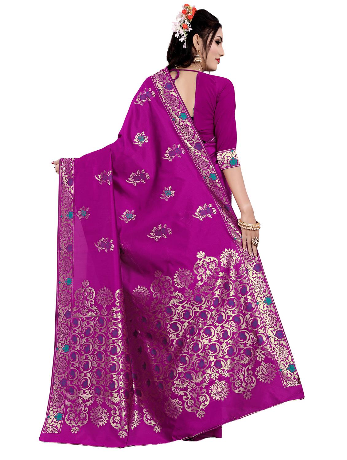 floral woven saree with blouse - 17152738 - Standard Image - 1