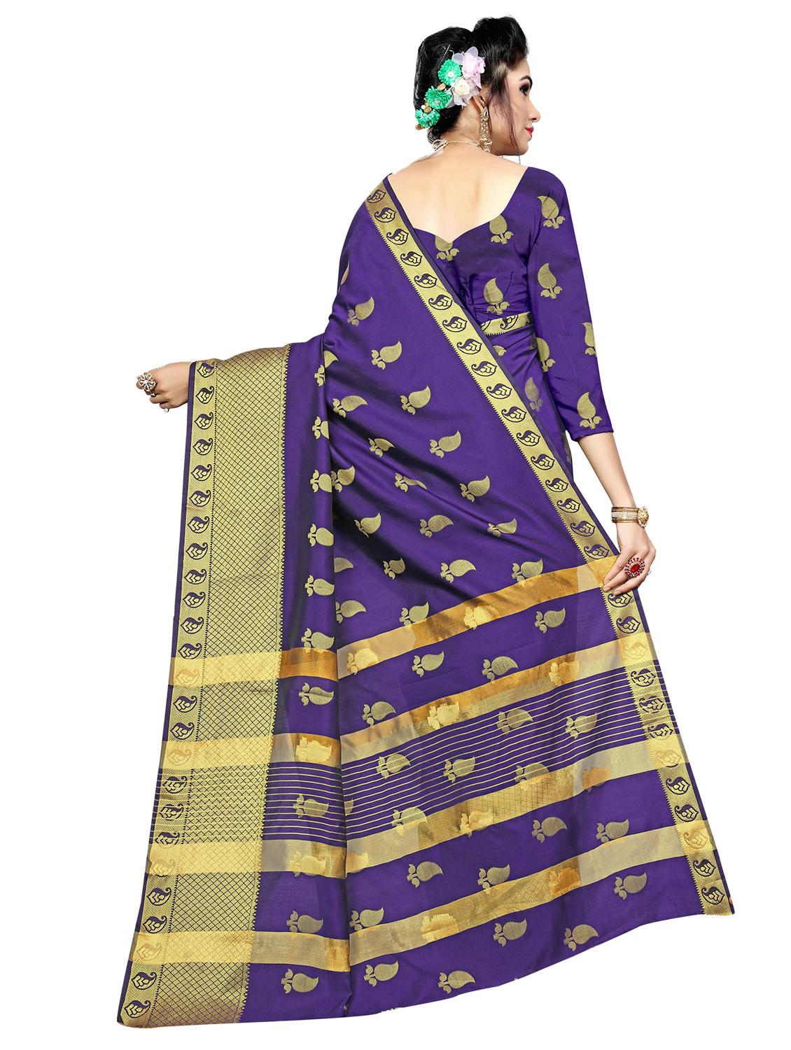 self design woven saree with blouse - 17152759 - Standard Image - 1